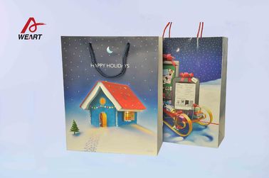 Porcellana I sacchi di carta di Natale di arte, regalo unico di Natale insacca la maniglia blu del cotone fornitore