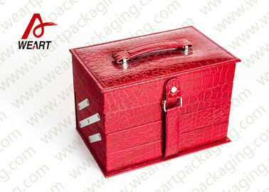 Porcellana Stile cosmetico rosso personale del cassetto della scatola di carta con pelle di coccodrillo/nero NWPP fabbrica