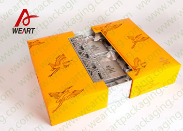 Yellow Fabric Personalised Gift Wrap Box , Special Printing Window Paper Box