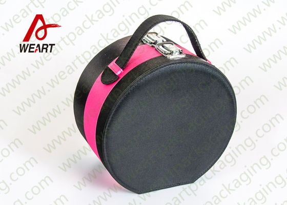 Organizzatore cosmetico rotondo di trucco della scatola di carta di rosa & del nero con il diametro dello specchio 25cm